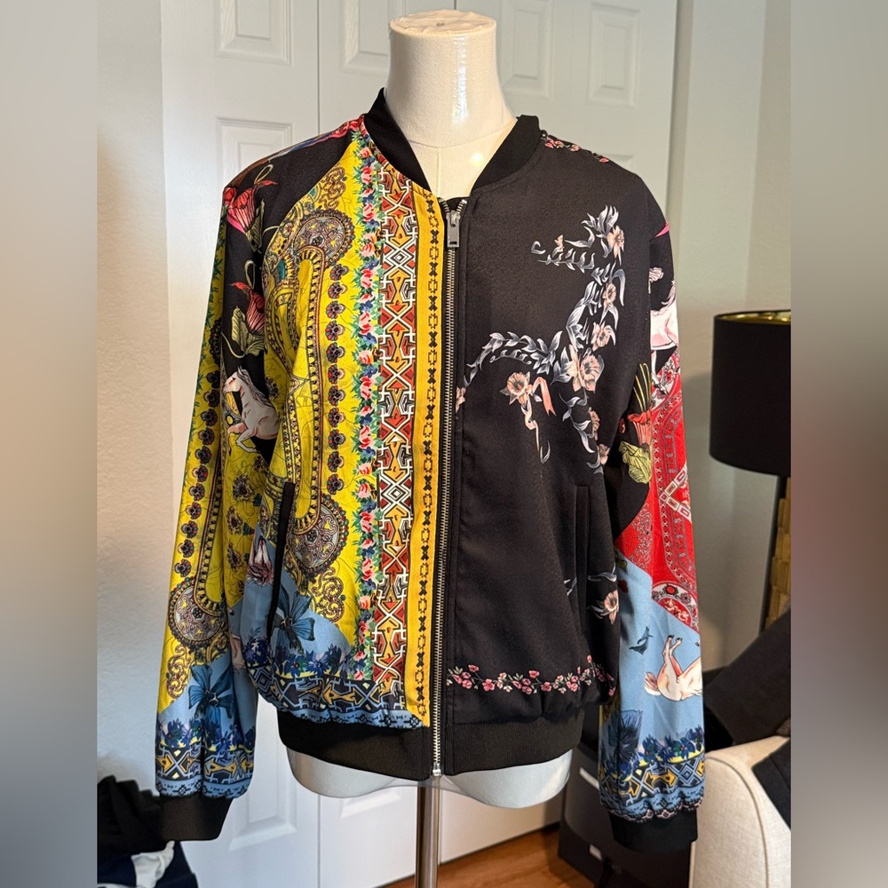 Desigual Multicolor Artistic Bomber Jacket